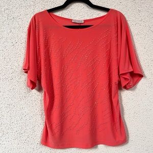 Bleeker & McDougal coral bat sleeve blouse